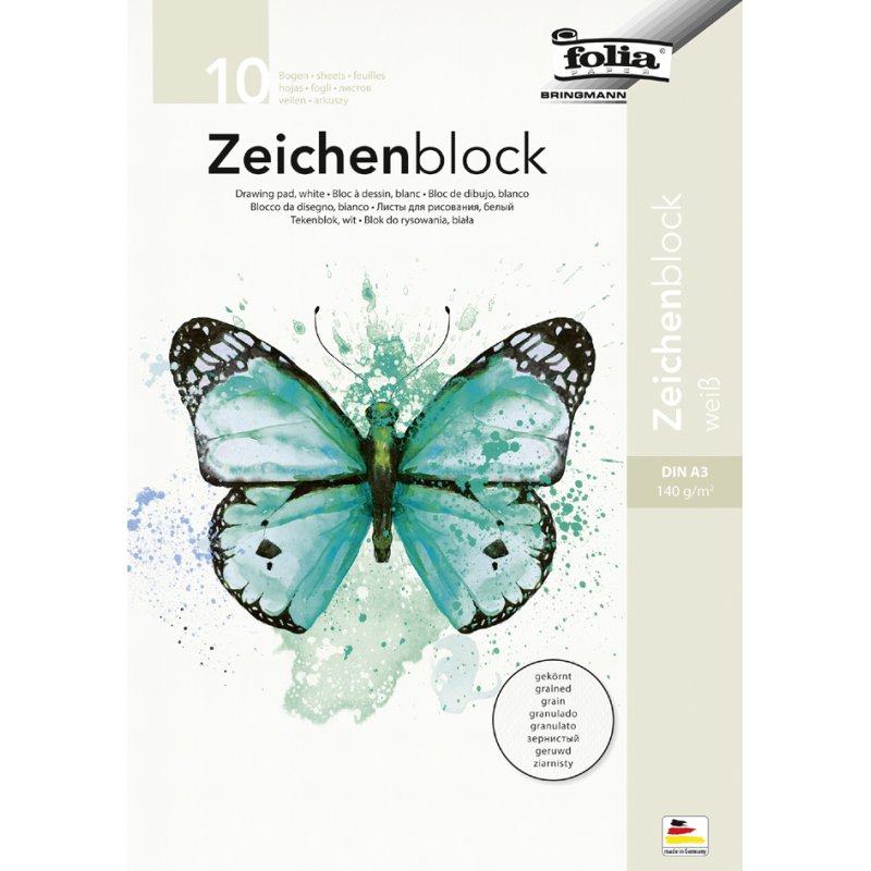 folia tekenblok A4, gekorreld, 140g, 20 vel