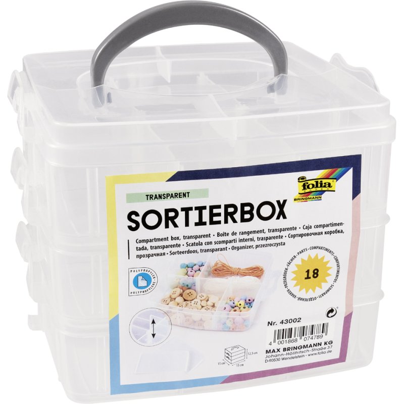folia sorteerbox, 3 niveaus, PP, transparant