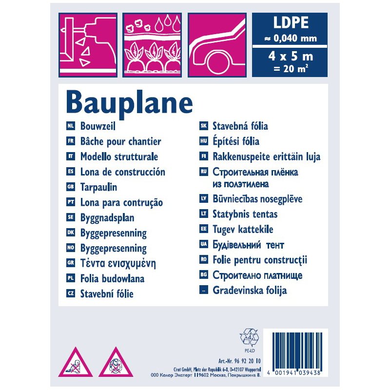 WESTEX bâche de construction PEHD, translucide, 4 × 5 mètres