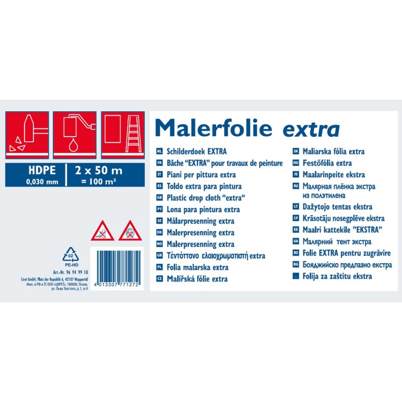 WESTEX schildersfolie HDPE, 30 micron, transparant, op rol
