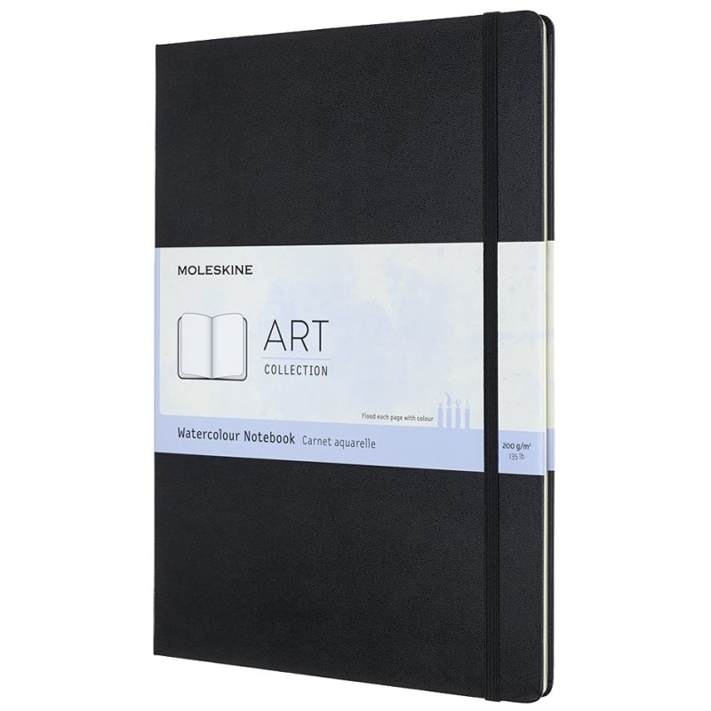 Moleskine carnet aquarelle, couverture rigide, noir, 210×297 mm