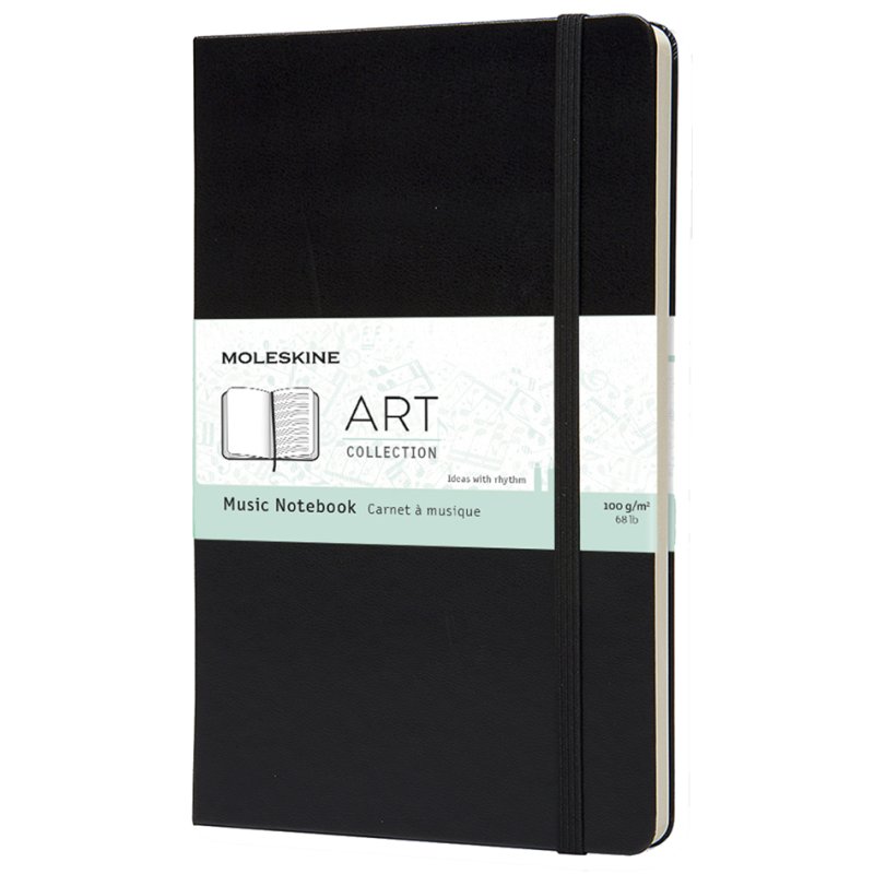 Moleskine carnet de musique A5, couverture rigide, noir, 52 feuilles