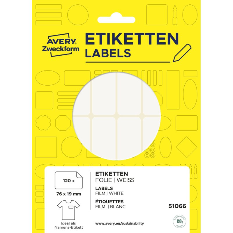 AVERY Zweckform étiquettes nominatives, 80×54 mm, blanc amovible, 40 pièces