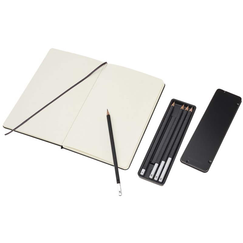 Moleskine set de croquis A5, noir, 130×210 mm, 52 feuilles, 5 crayons