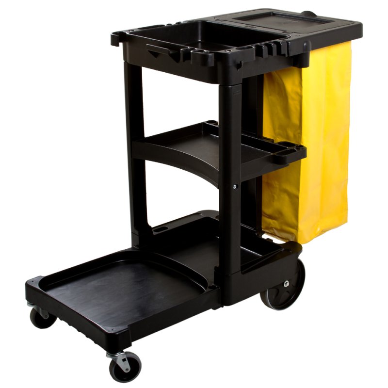 Rubbermaid chariot de concierge 1805985, plastique, 92 litres, noir
