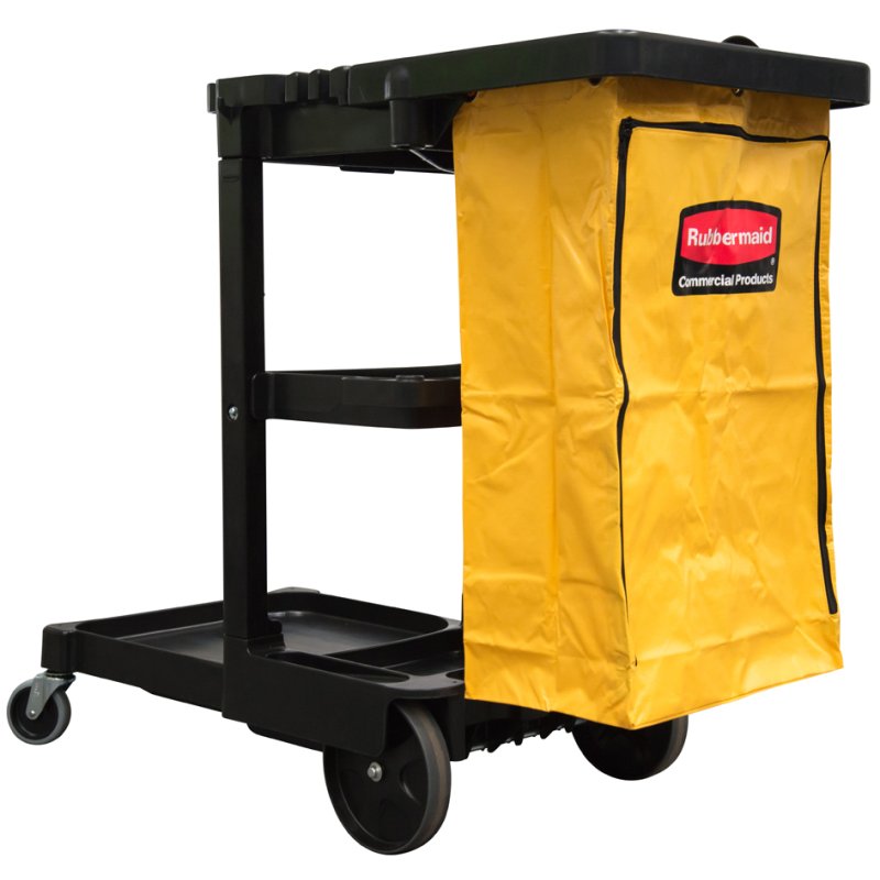 Rubbermaid chariot de concierge 1805985, plastique, 92 litres, noir