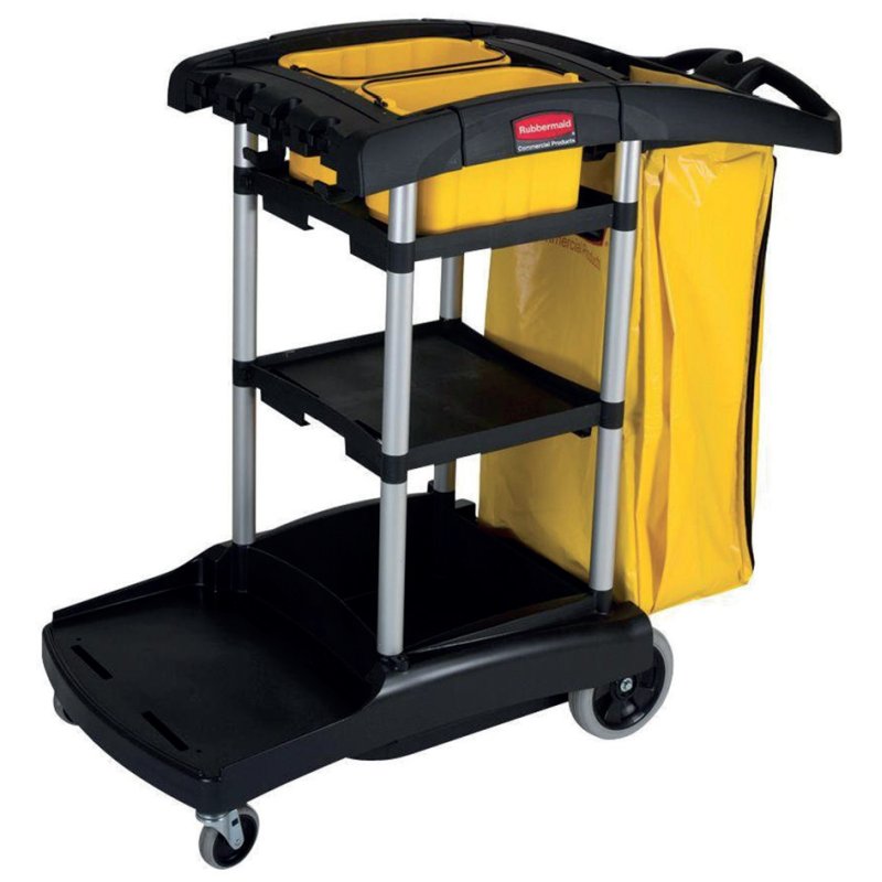 Rubbermaid Chariot de nettoyage haute capacité FG9T7200, noir, 128 litres
