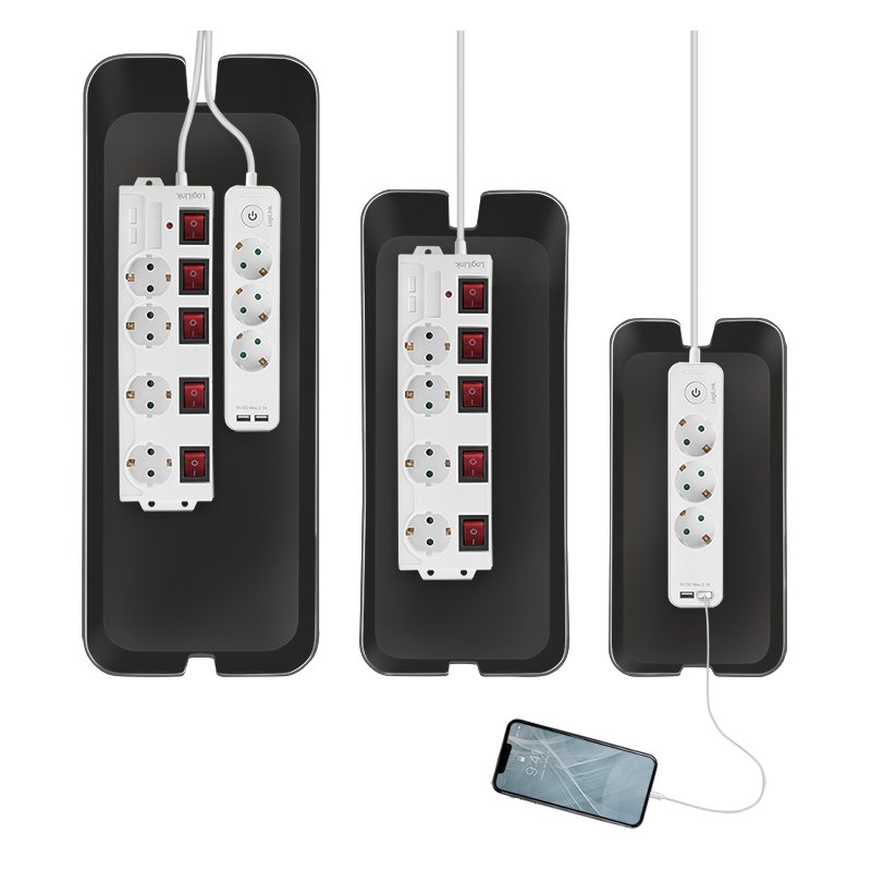 LogiLink coffret de rangement câbles, 3 tailles, blanc, 3 pièces