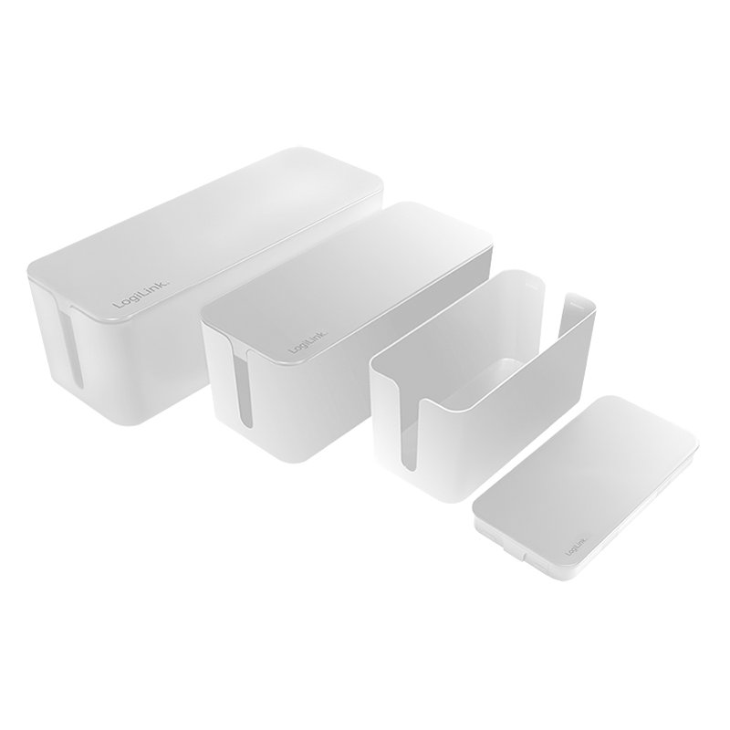 LogiLink coffret de rangement câbles, 3 tailles, blanc, 3 pièces