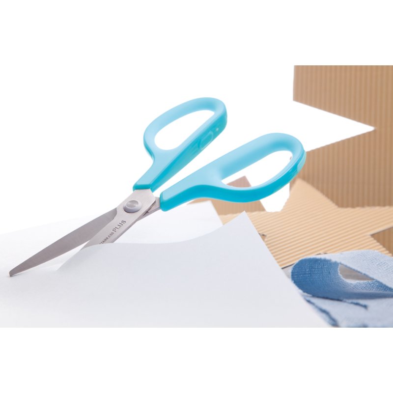 PLUS JAPAN universele schaar Fitcut Curve, blauw, 175 mm