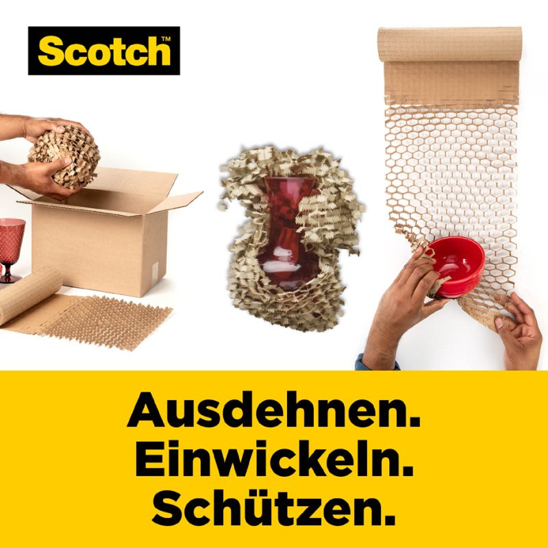 Scotch matériau de rembourrage papier Cushion Lock, 304 mm × 9,14 m, 100% papier recyclé