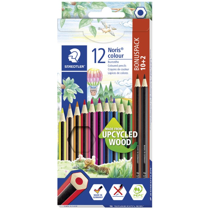 STAEDTLER Noris colour crayons de couleur, 10+2 gratuit, étui cartonné