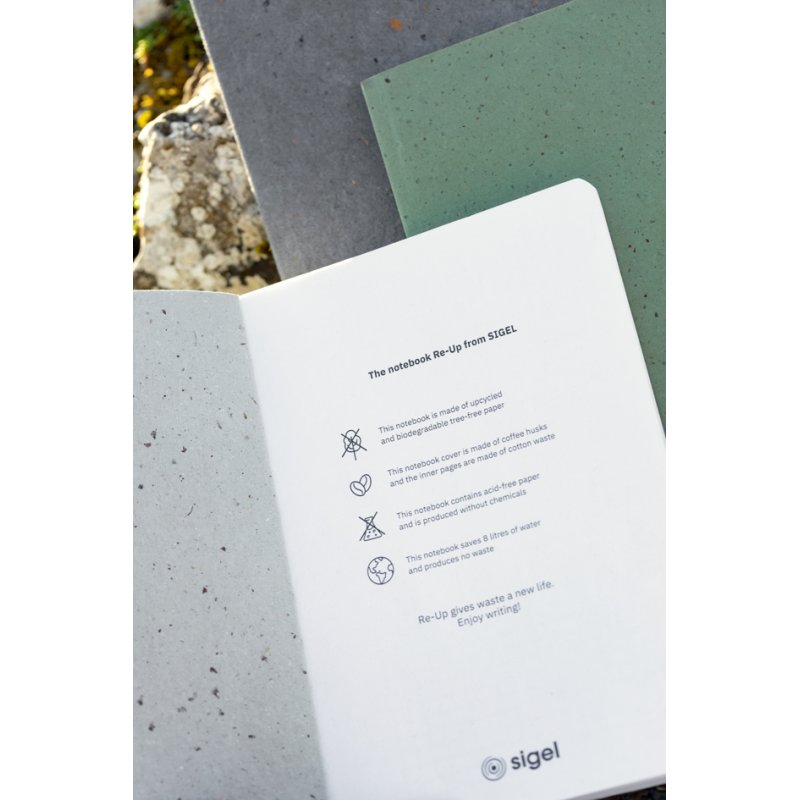 Sigel Re-Up cahier A5, quadrillé, gris clair, 50 feuilles