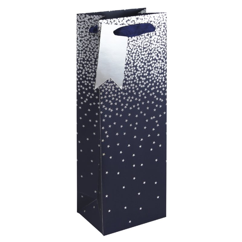 Clairefontaine Sachet cadeau Bouteille Noël Pluie d'Étoiles Rouge, 127×90×355 mm, papier couché 210 g/m²