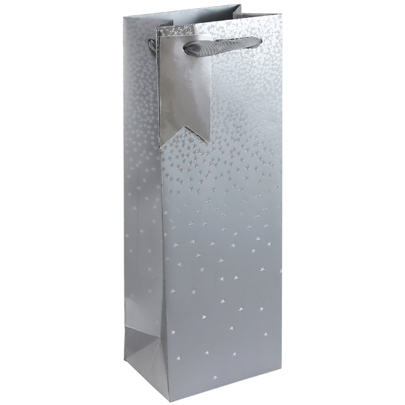 Clairefontaine Sachet cadeau Bouteille Noël Pluie d'Étoiles Rouge, 127×90×355 mm, papier couché 210 g/m²