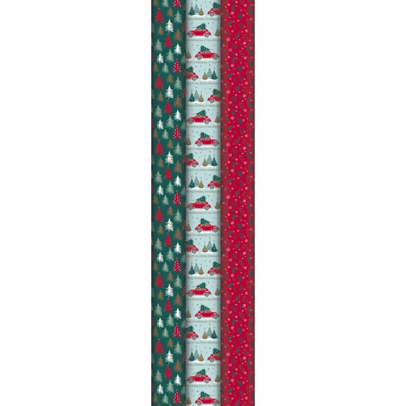 Clairefontaine papier cadeau Noël Alliance II, 700 mm × 2,0 m, 60 g/m², 3 motifs