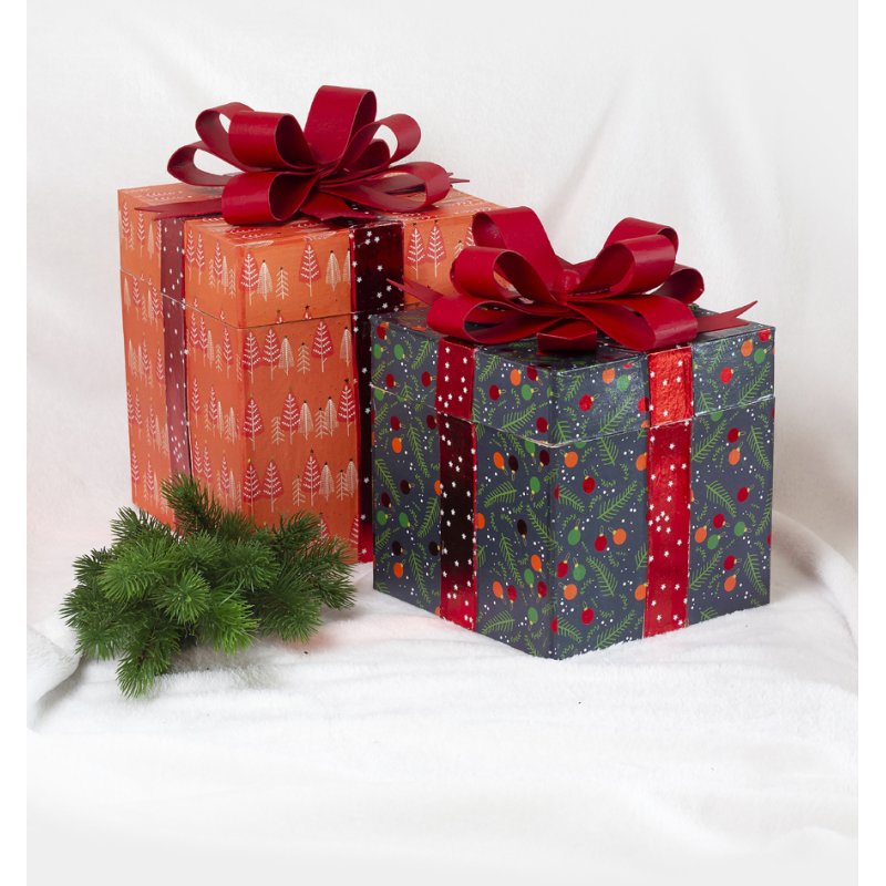 décopatch boîtes cadeaux papier-mâché carré, carton renforcé, set 2 pièces