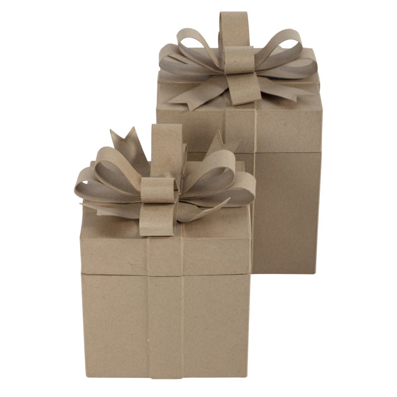 décopatch boîtes cadeaux papier-mâché carré, carton renforcé, set 2 pièces