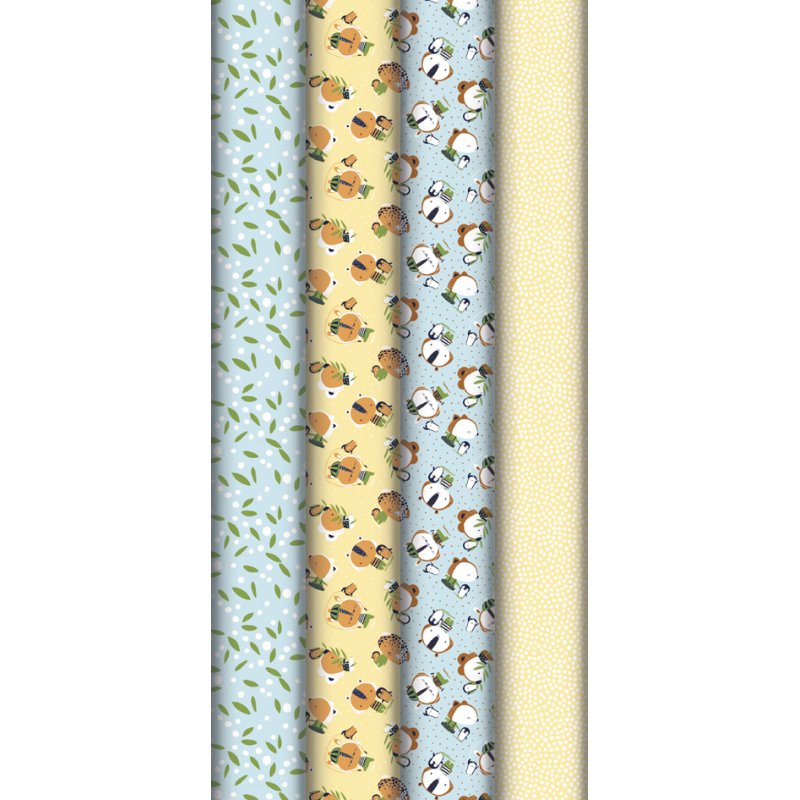 Clairefontaine papier cadeau Les Copains, 700 mm × 2 m, 4 motifs, 30 rouleaux