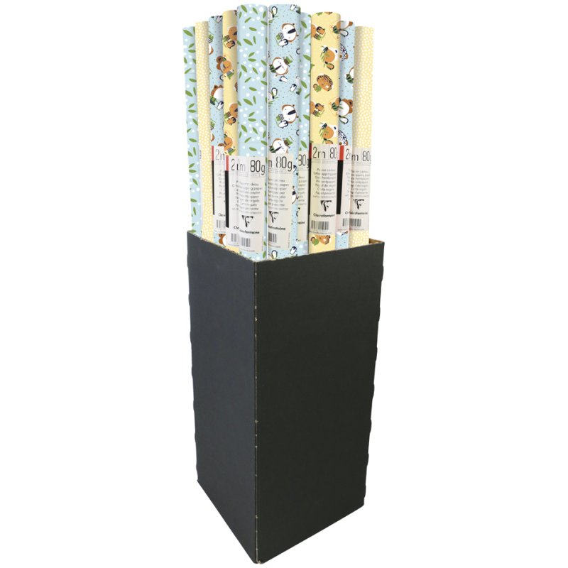Clairefontaine papier cadeau Les Copains, 700 mm × 2 m, 4 motifs, 30 rouleaux