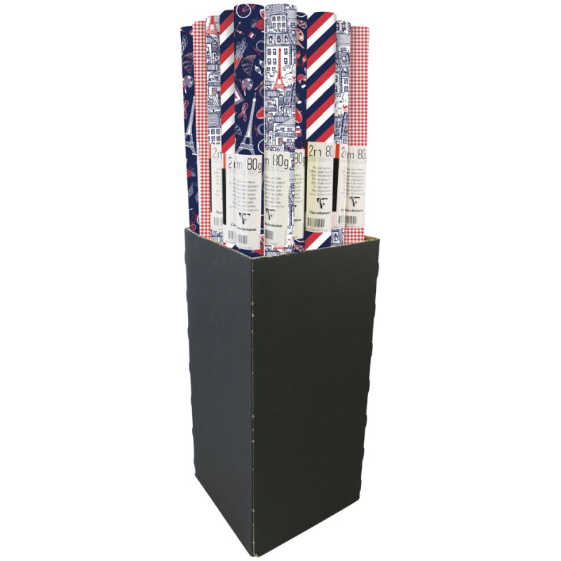 Clairefontaine papier cadeau Douce France, 4 motifs, 700 mm × 2,0 m, 30 rouleaux