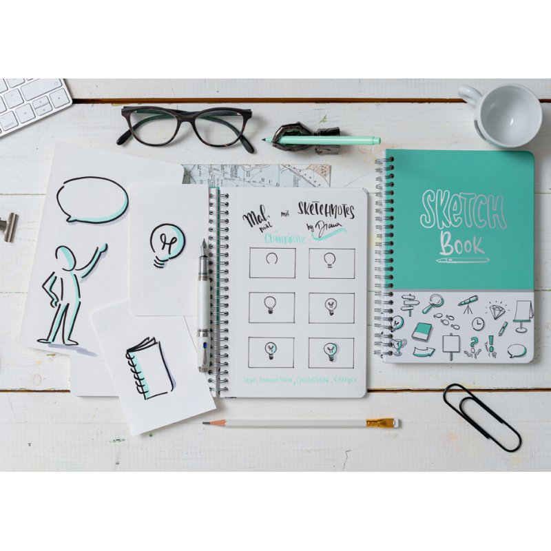 Sigel bloc-notes spirale Jolie SKETCH Book, A5, menthe, 60 feuilles