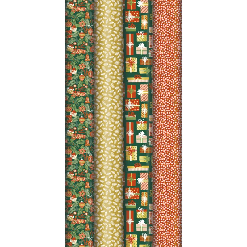 Clairefontaine Geschenkpapier, 700 mm × 2,0 m, 80 g/m², 4 motieven