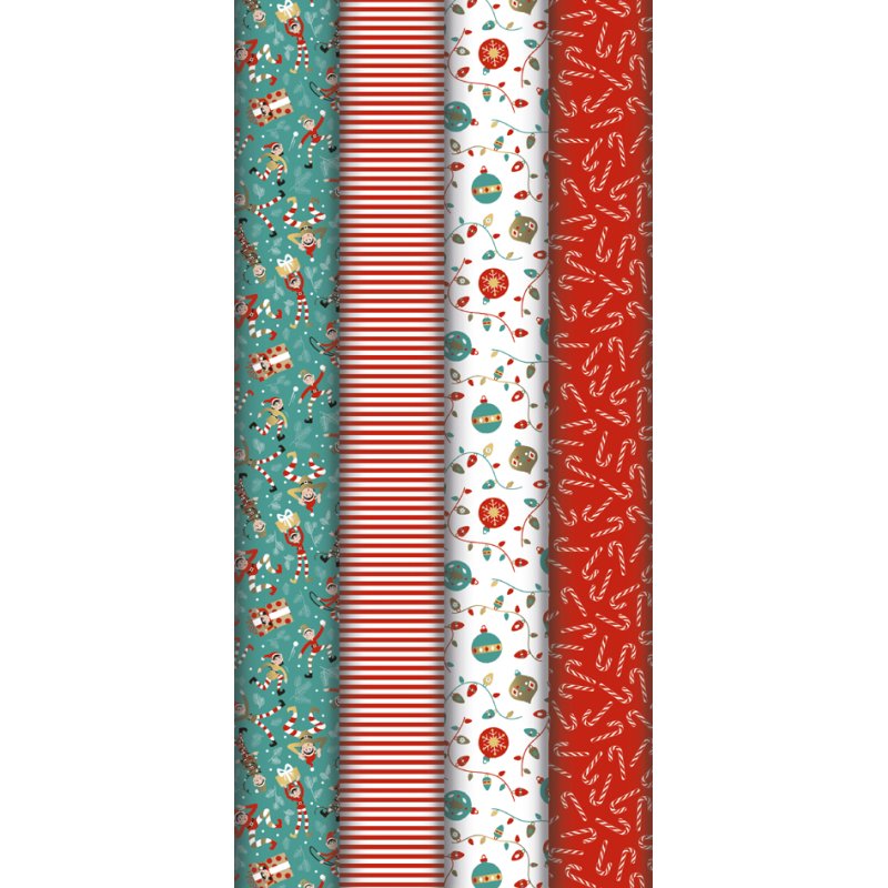 Clairefontaine papier cadeau Noël Lutins, 700 mm × 2,0 m, 80 g/m², 4 motifs
