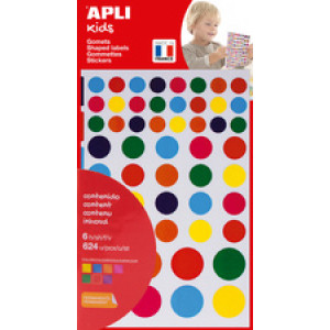 APLI Kids vierkante stickers, herpositioneerbaar, gekleurd, 6 vellen 756 stuks