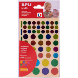 APLI Kids vierkante stickers, metallic kleuren, 756 stuks, 6 vellen