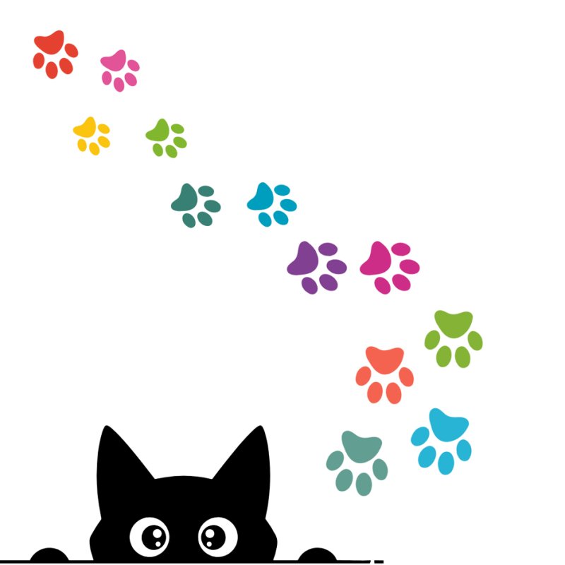 APLI Kids stickers empreintes de chat, repositionnable, coloré, 288 pièces