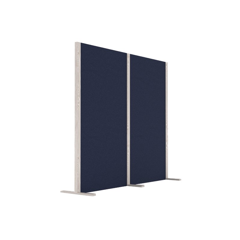 magnetoplan panneau de séparation acoustique Wood Series Double, feutre recto-verso, cadre frêne, bleu