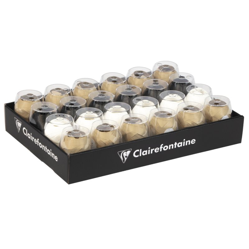 Clairefontaine ruban cadeau mat assorti, 7 mm × 10 m, 24 pièces