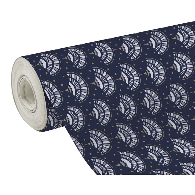 Clairefontaine papier cadeau noël Étoiles, bleu/or, 350 mm × 50 m