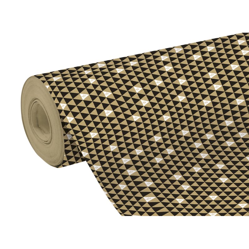 Clairefontaine papier cadeau triangles, noir/marron, 350 mm × 50 m, papier kraft 70 g/m²
