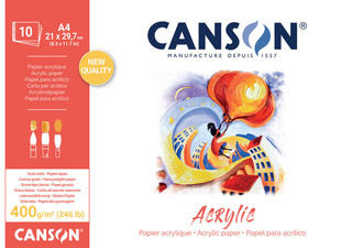 CANSON tekenblok Acrylic, linnenstructuur, 500×700 mm, 400 g/m², 10 vel