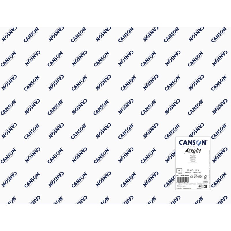 CANSON papier à dessiner acrylique, 500×650 mm, 400 g/m², 10 feuilles