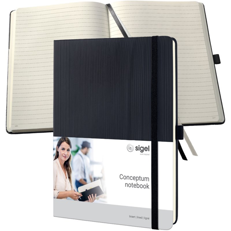 Sigel Carnet Conceptum A5, quadrillé, noir, couverture rigide
