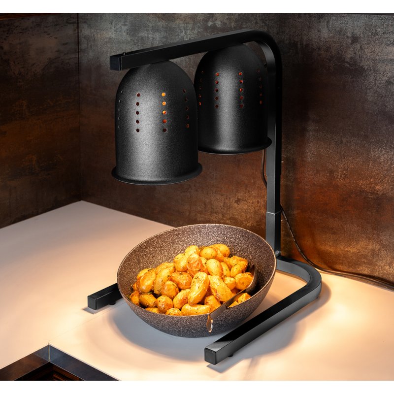 APS lampe chauffante avec 2 ampoules infrarouges, noir, hauteur réglable 558-775 mm