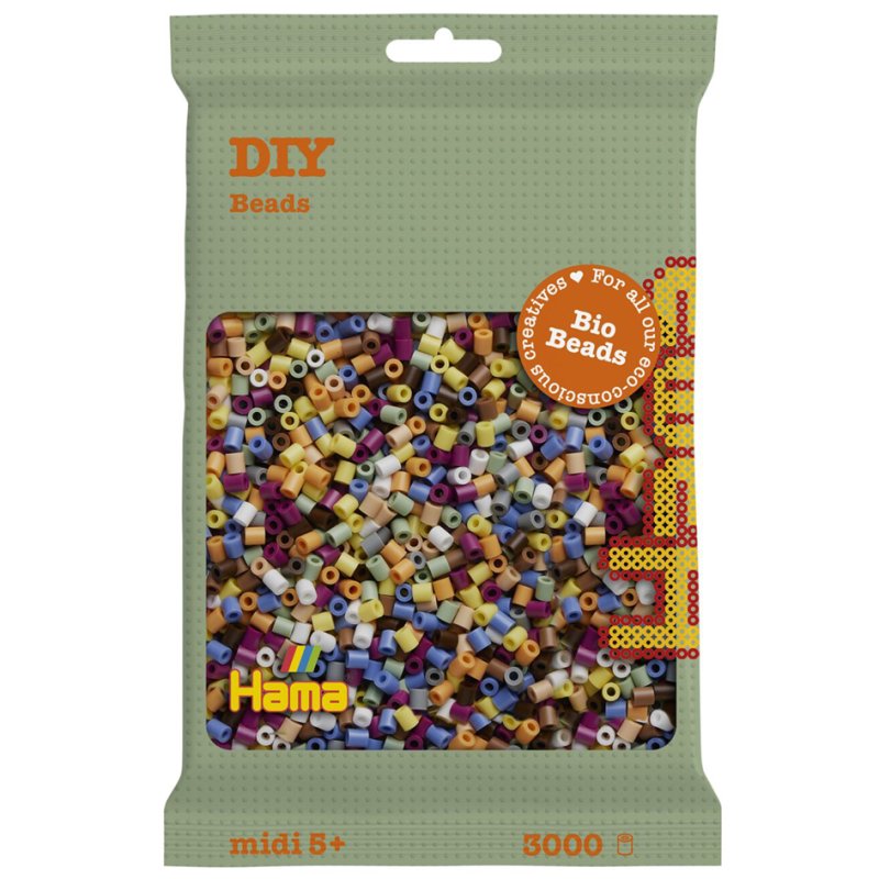 Hama perles à repasser bio-mix, 10 couleurs, 3.000 pièces
