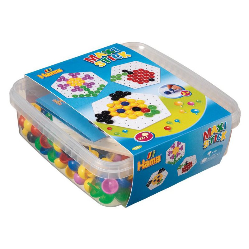 Hama plaque de construction avec chevilles, boîte refermable, 300 pièces