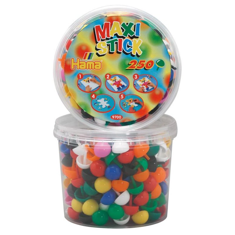 Hama Maxi Stick pegs, resealable box, colour mix