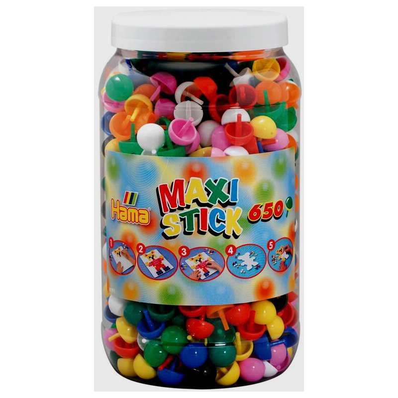 Hama Maxi Stick pegs, resealable box, colour mix