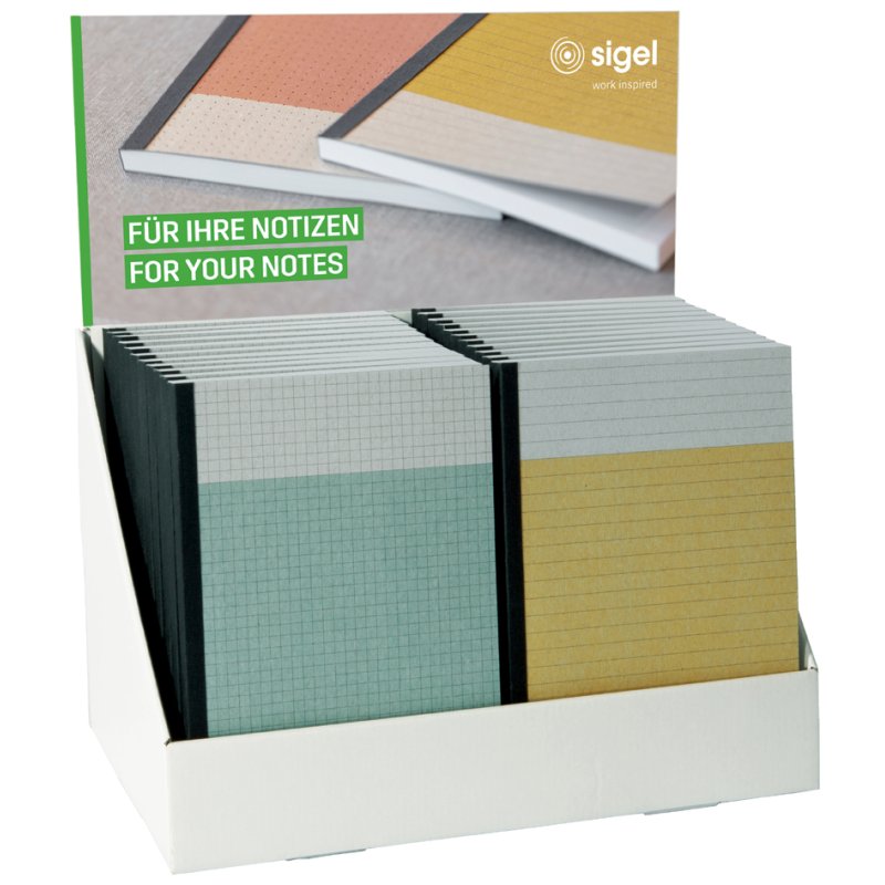 Sigel recycled paper notebook, A5, display, 28 pieces