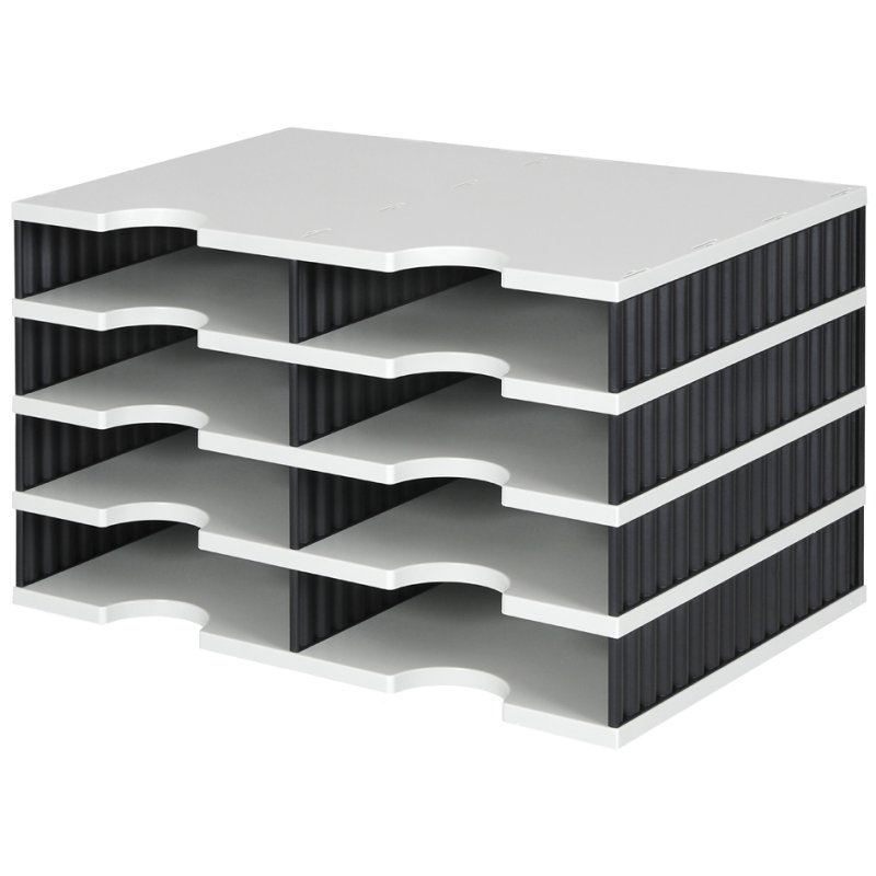 styro documentenbox duo, 8 compartiments, gris/noir