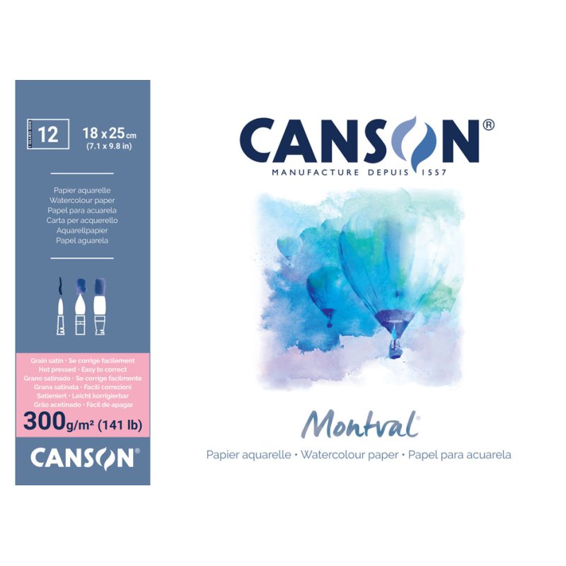 CANSON bloc aquarelle Montval, A3, 300 g/m², 12 feuilles