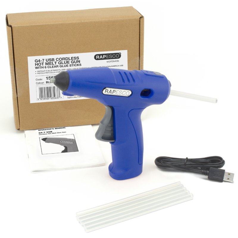 RAPESCO Germ-Savvy G4-7 glue gun, cordless, antibacterial, blue