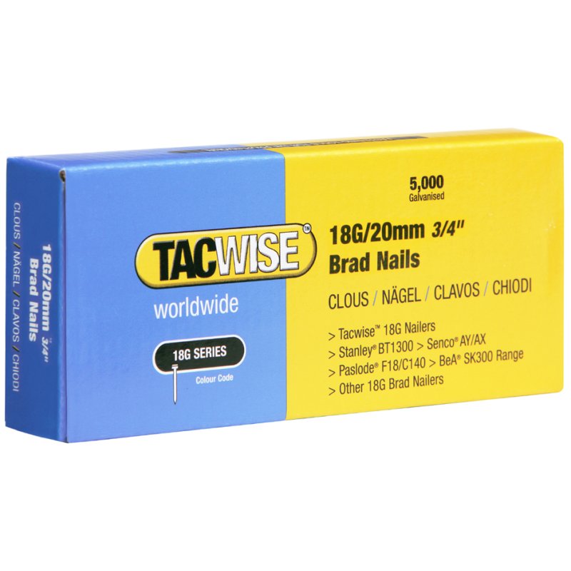 TACWISE spijkers 18G, verzinkt, 20 mm, 5000 stuks