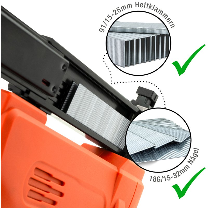 TACWISE nietpistool Master Nailer 12V, oranje, lithium-ion batterij