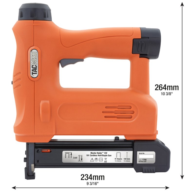 TACWISE nietpistool Master Nailer 12V, oranje, lithium-ion batterij